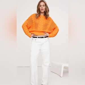 Banana Republic Cotton Cable Knit Oversized Spring Open Knit Pullover Sweater XS